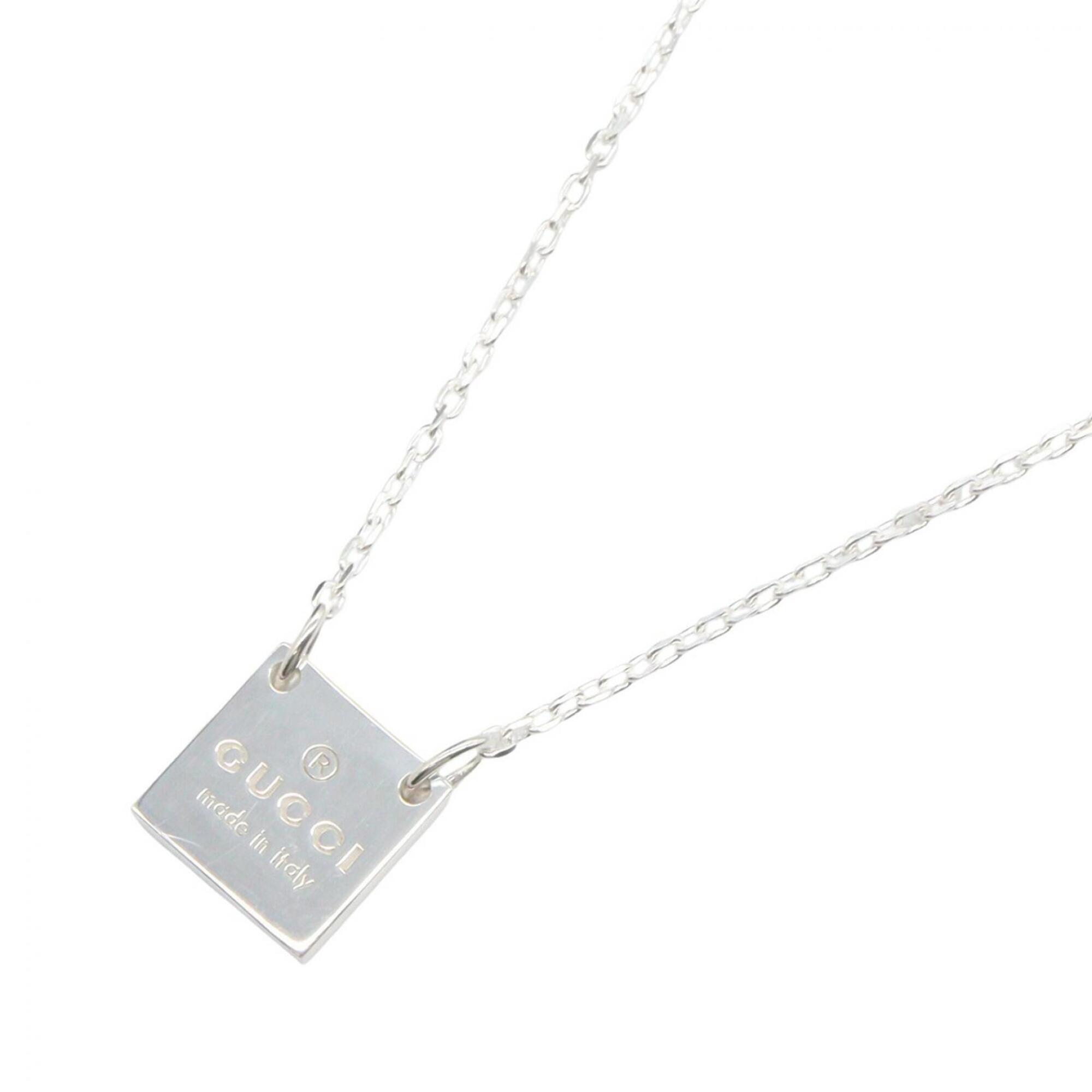 Gucci Plate Necklace, Sterling Silver (925), Men's And Women's, Silver-Toned.